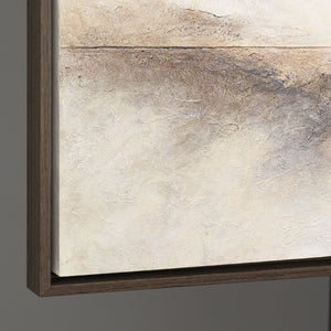 Handgeschilderd structuur schilderij „Horizontlijn” – Wanddecoratie in Beige en Goud
