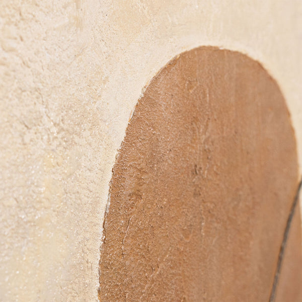 Modern schilderij in beige en grijs met lijst – Abstracte kunst “Balans van contrasten”