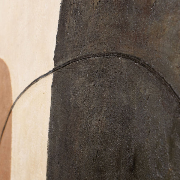 Modern schilderij in beige en grijs met lijst – Abstracte kunst “Balans van contrasten”