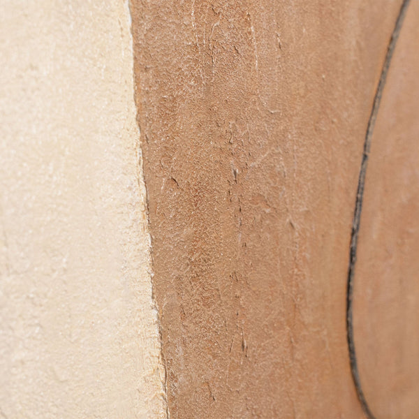 Abstraktes Kunstbild mit kontrastierender Form in Beige und Dunkelgrau