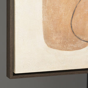 Modern schilderij in beige en grijs met lijst – Abstracte kunst “Balans van contrasten”