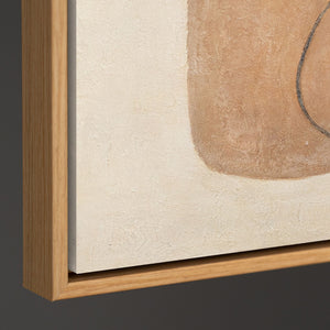 Modern schilderij in beige en grijs met lijst – Abstracte kunst “Balans van contrasten”