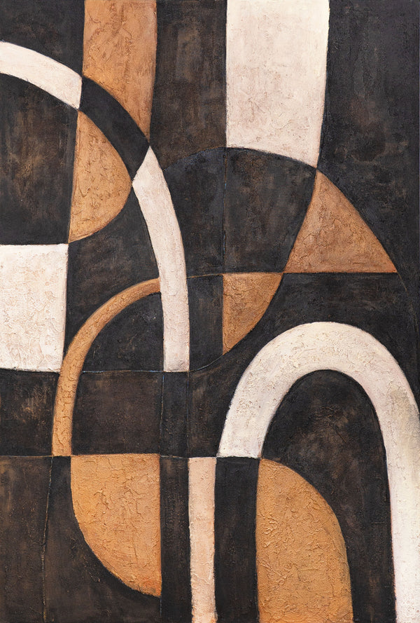 Geometrische wandkunst handgeschilderd - Acryl schilderij „Harmonie van de Bochten”