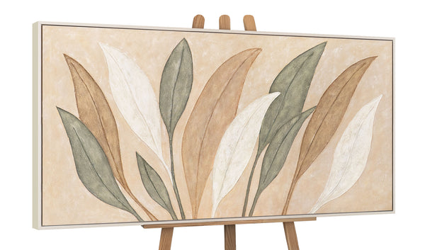 Abstract canvas schilderij "Dans van de Bladeren" – Handgeschilderde wandkunst natuurmotief