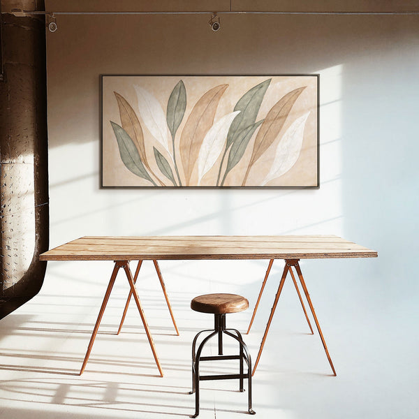 Abstract canvas schilderij "Dans van de Bladeren" – Handgeschilderde wandkunst natuurmotief