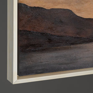 Handgeschilderd Acryl Schilderij „Zachte Zonsopgang” – Handgeschilderd Landschap in Beige & Bruin