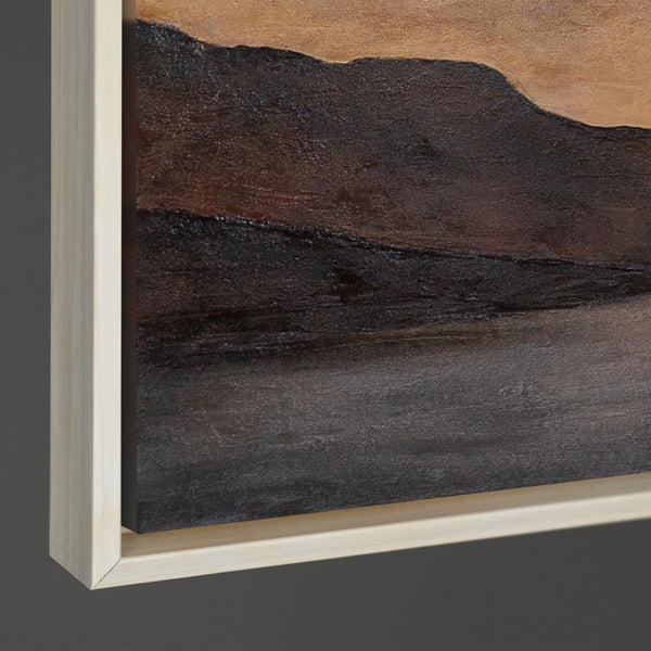 Handgeschilderd Acryl Schilderij „Zachte Zonsopgang” – Handgeschilderd Landschap in Beige & Bruin