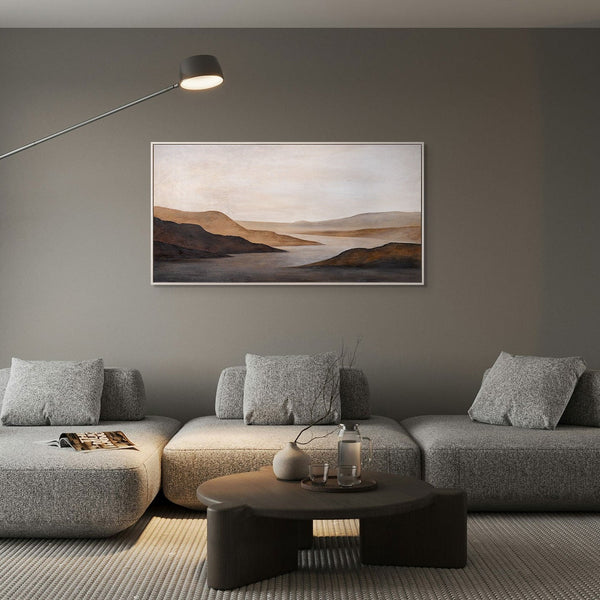 sanftes landschaftsgemälde in warmen farben