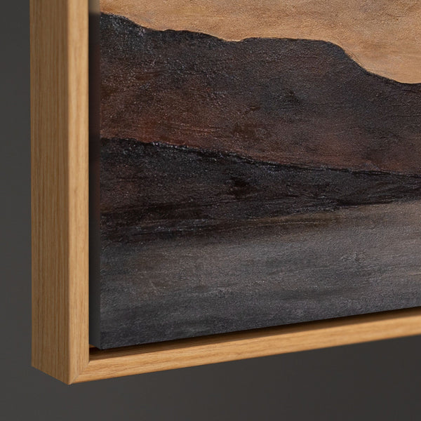 Handgeschilderd Acryl Schilderij „Zachte Zonsopgang” – Handgeschilderd Landschap in Beige & Bruin