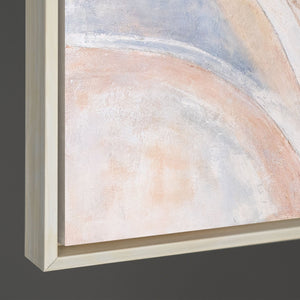 Abstract schilderij „Windlijnen“ – Moderne wandkunst in Beige, Blauw & Roze