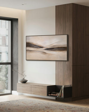 Ingelijst canvas schilderij "Sporen van de Wind" - Handgeschilderde muurschildering in natuurlijke tinten