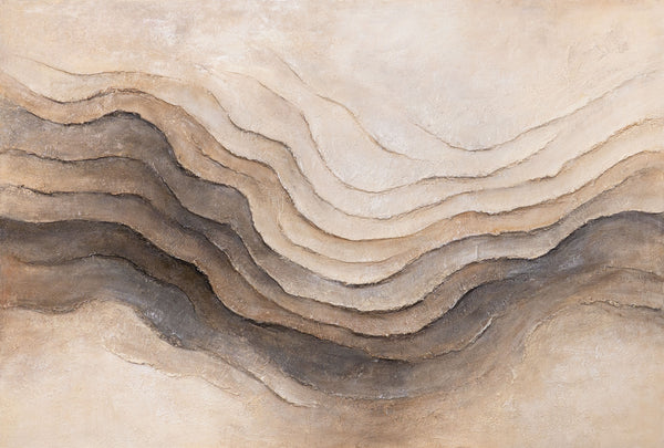 Handgemaltes Acrylgemälde „Erinnerung der Erde“ – Abstrakte Wandkunst in Beige & Braun
