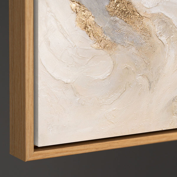 Abstracte Schilderij „Stralende Stromen“ – Handgeschilderde Kunst met Gouden Accenten