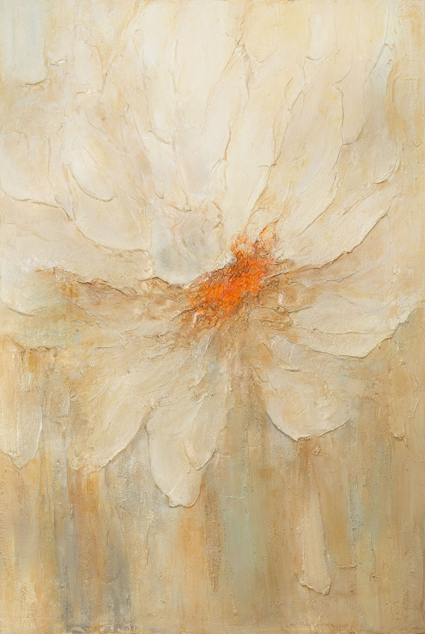 Handgeschilderd schilderij "Vuurstof" – Abstracte bloemen wanddecoratie voor de woonkamer