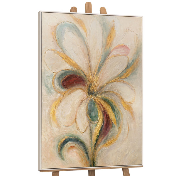 Abstrakte Blumenmalerei auf Leinwand mit Struktur „Blumige Energie“ – Handgemaltes Acrylbild
