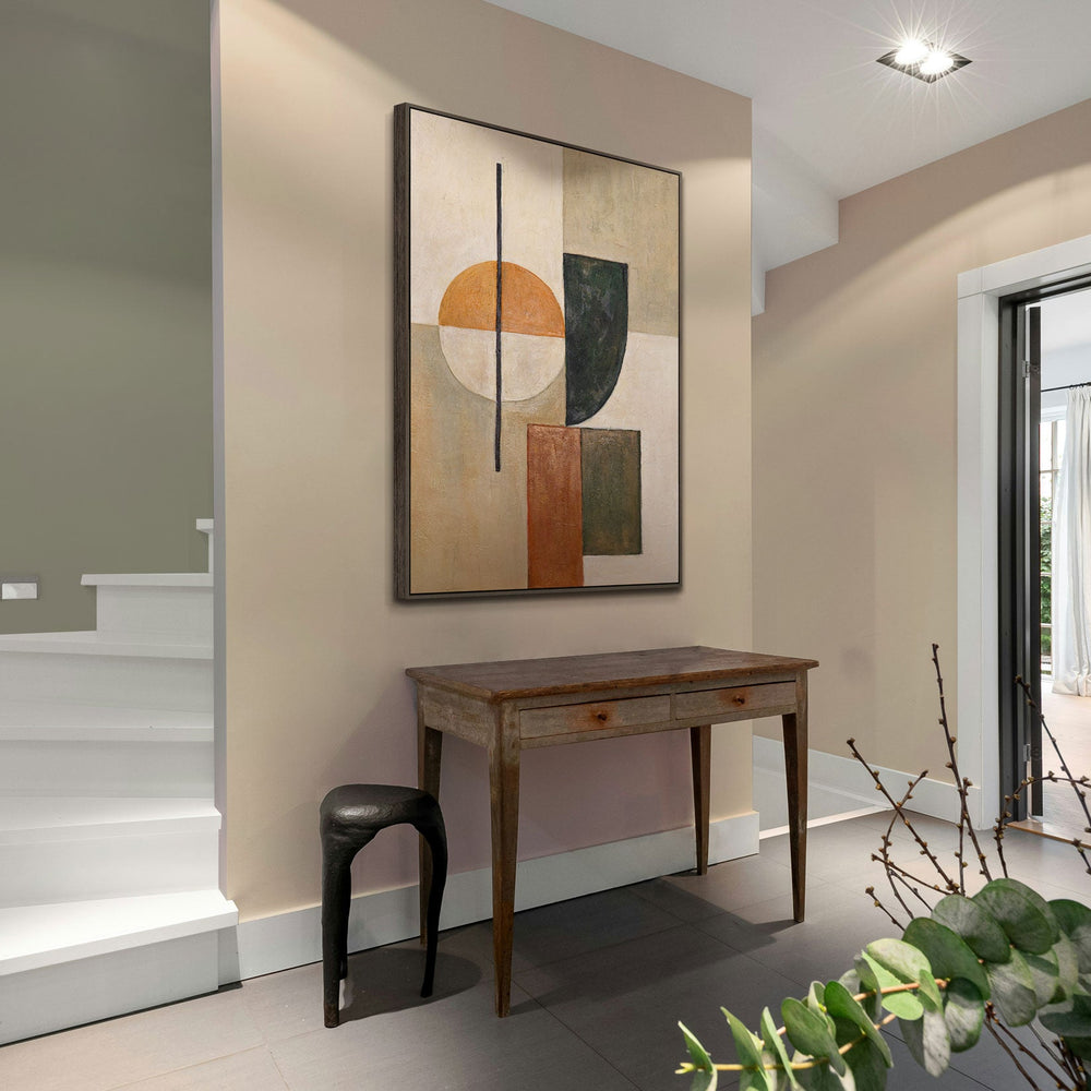 Abstract Geometrische Compositie Op Canvas – Moderne Handgeschilderde Wanddecoratie