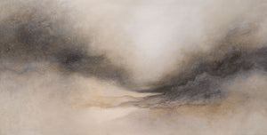 Abstract Acryl Schilderij „Mistige Ochtend” – Elegante Acrylkunst in Beige & Grijs