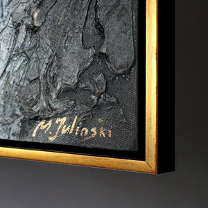 Signiertes modernes Gemälde, abstrakte Kunst, Texturmalerei, gerahmte Kunstwerke, exklusive Wanddekoration, handgemalte Leinwand, luxuriöse Kunst, goldener und schwarzer Rahmen, detailreiche Struktur, einzigartige Wohnzimmerkunst