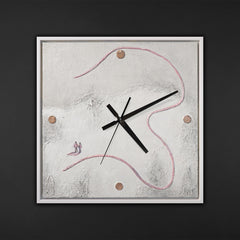 Handgemalte Wanduhr – bunte Kreiskomposition mit Uhr – 35×35 cm