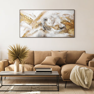 Gemälde handgemalt mit Rahmen „Konsonanz“ – Abstrakte Kunst mit Gold