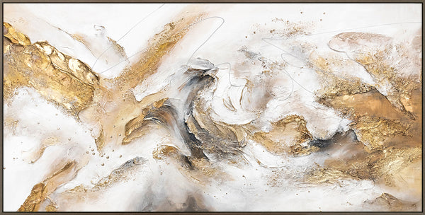 Wanddecoratie abstract canvas „Consonantie” – Groot acryl schilderij met gouden elementen