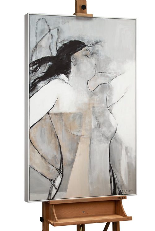 Abstract acryl schilderij met lijst – Moderne handgeschilderde wanddecoratie