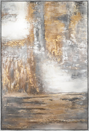 Groot schilderij „Dageraad” – Abstract schilderij met gouden accenten