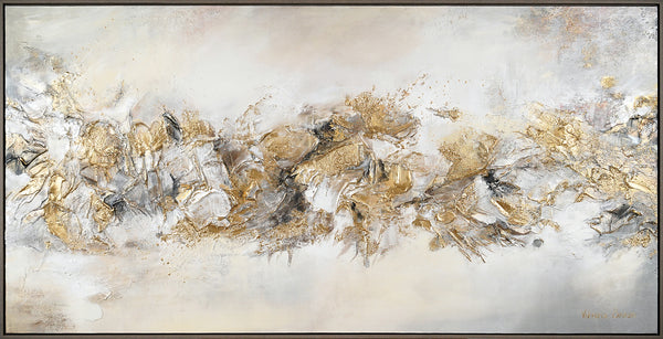 Handgeschilderd groot schilderij "Lijn van Geluk" met lijst 200x100 cm