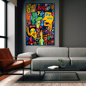 Handgeschilderde schilderijen op canvas Mozaïek van Identiteit Originele wanddecoratie woonkamer