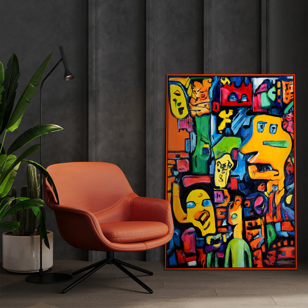 Handgeschilderde schilderijen op canvas Mozaïek van Identiteit Originele wanddecoratie woonkamer