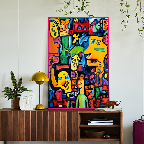Handgeschilderde schilderijen op canvas Mozaïek van Identiteit Originele wanddecoratie woonkamer