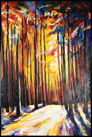 Handgeschilderde schilderijen op canvas met lijst "Forest Harmony"