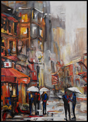 Handgeschilderde schilderijen op canvas met lijst "Urban Atmosphere"