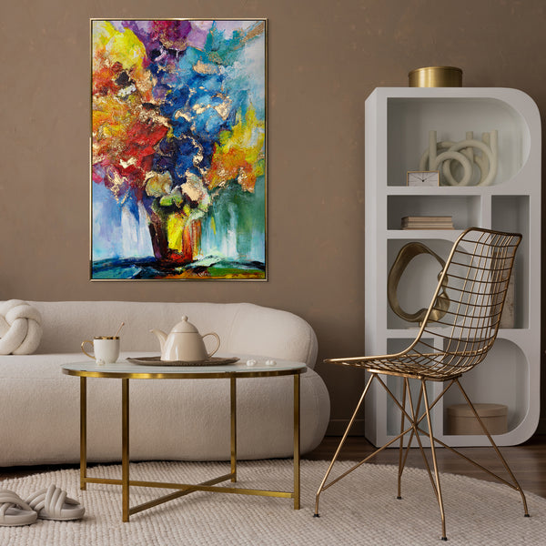 Acryl schilderij met lijst "Zonnebloemboeket" bloemen in levendige kleuren