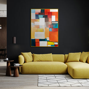Abstract acryl schilderij met lijst "Geometric Illusion II"