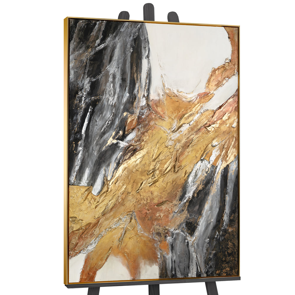 Muurschilderingen woonkamer modern acryl schilderij met lijst - Golden Symphony