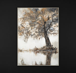 Handgemalte Acrylbilder mit Rahmen "Lyrischer Baum" Moderne Wohnzimmerdekoration