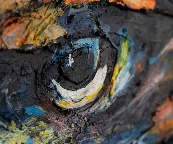 Abstrakte Acrylmalerei auf Leinwand mit Rahmen "Mächtiger Adler"