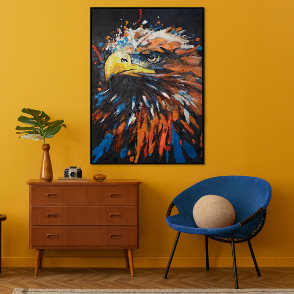 Abstract acryl schilderij op canvas met lijst "Mighty Eagle"