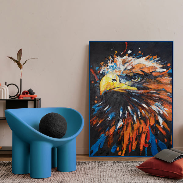 Abstract acryl schilderij op canvas met lijst "Mighty Eagle"