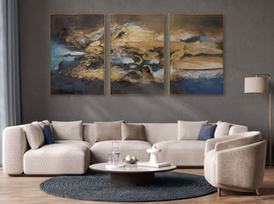 Moderne abstracte schilderijen met lijsten "Elegante abstractie" Grote schilderijen voor de woonkamer