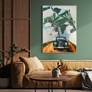 Modern abstract canvas schilderij met lijst "Op weg naar avontuur"