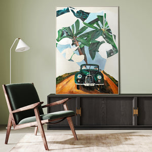 Modern abstract canvas schilderij met lijst "Op weg naar avontuur"