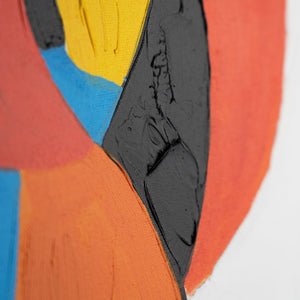 Handgemaltes Wandbild „Ausdrucksform" – kubistische Komposition in Rot, Blau, Gelb und Schwarz
