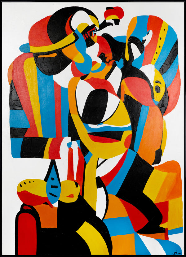 Handgeschilderde abstracte canvas schilderijen met lijst "Expression"