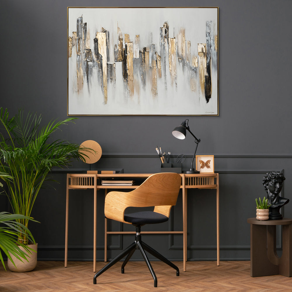 Handgemalte Abstrakte Kunst mit Goldakzenten "Stadtrhythmen"