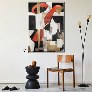 Abstracte kunst "Graphic Rhythm" met lijst wanddecoratie woonkamer