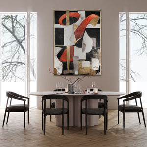 Abstracte kunst "Graphic Rhythm" met lijst wanddecoratie woonkamer