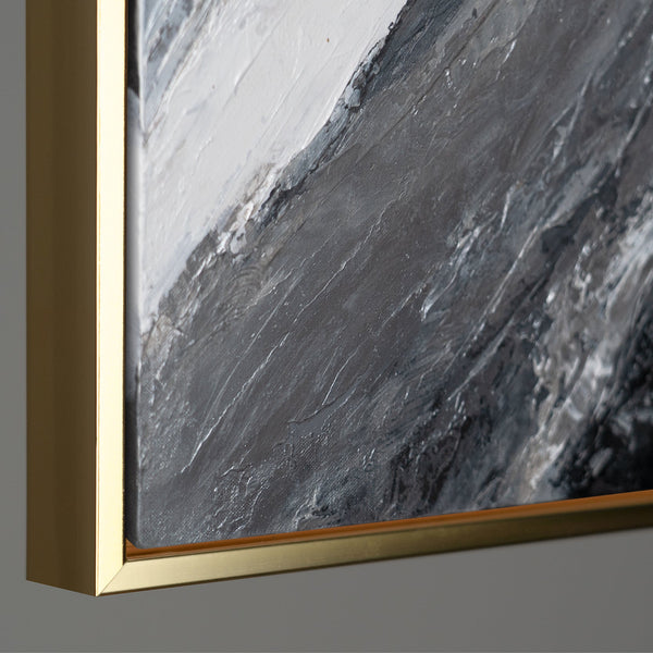 Abstracte kunst "Gouden Symfonie" met lijst als wanddecoratie voor de woonkamer