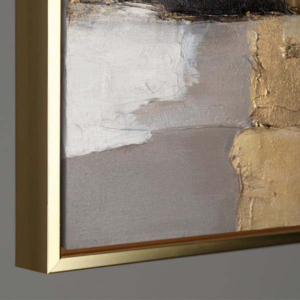 Moderne kunst "Gouden Fragmenten" met lijst beroemde schilderijen